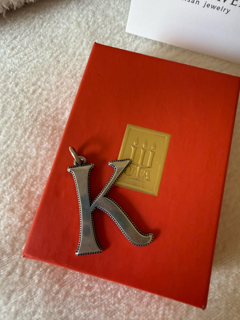 JAMES AVERY Rare Large Silver "K" Neckace Pendant - Classic Retired Design